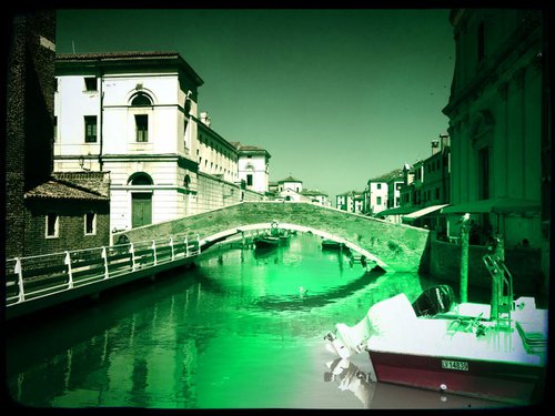 Venice sister town Chioggia in Italy - 60x80x4cm print on canvas 01101m2 READY to HANG by Kuebler