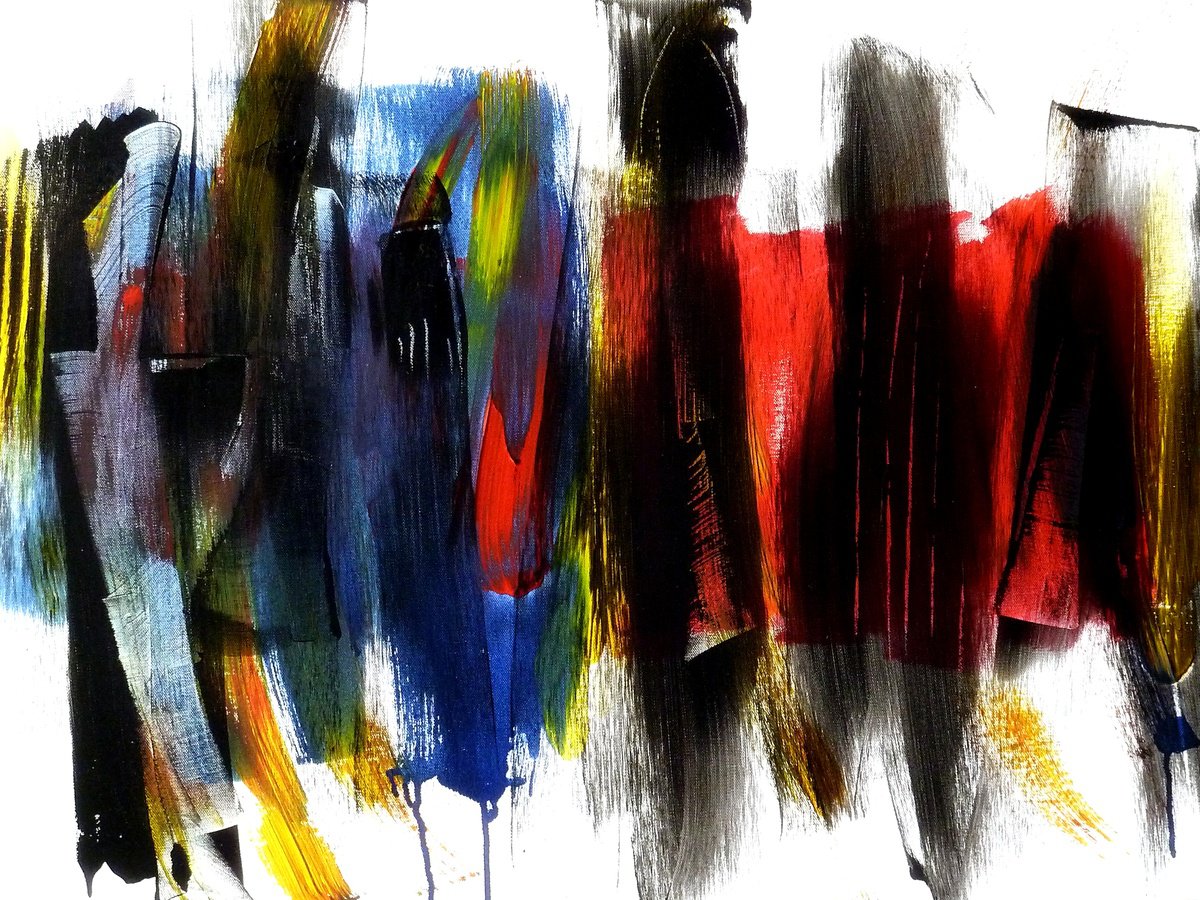 Expressive Abstract Acrylic Painting By Newel Hunter, 30 X 24", Tribal, Original Artwork