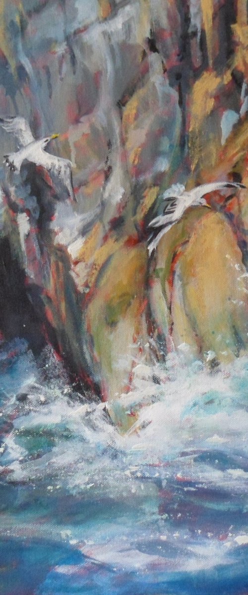 Bempton cliffs, nesting time, near Flamborough Head by Jean  Luce