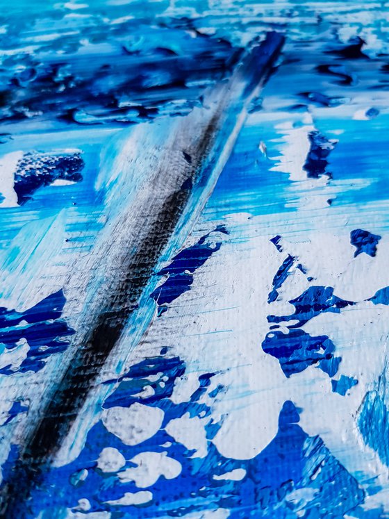 La Ondoj N-2 (XXL) - Blue Abstract Painting (W)130x(H)102 cm.