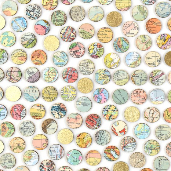 Circle of Map dots 3d collage