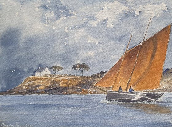 Breton Fishing Boat , Full Sail