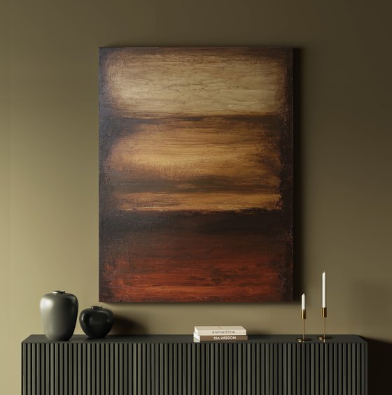 "Rust 2" Black brown minimalist abstract art