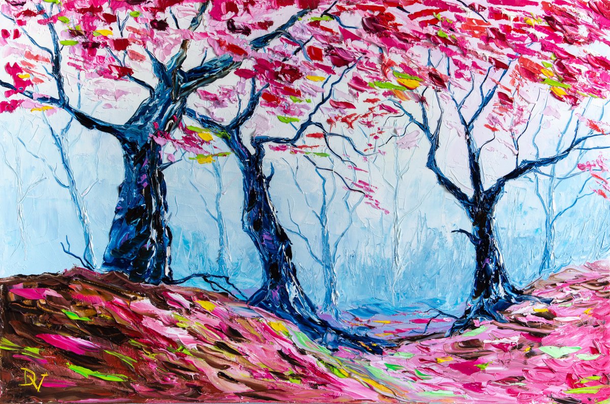 Impressionistic Botanical Oil Painting By Vladyslav Durniev, 24 X 16", Enchanted Forest, Original Artwork