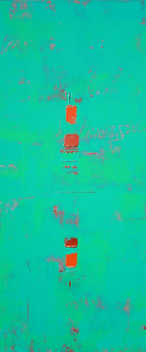 Abstract Copper Teal Aqua Concept II by Robert Lynn