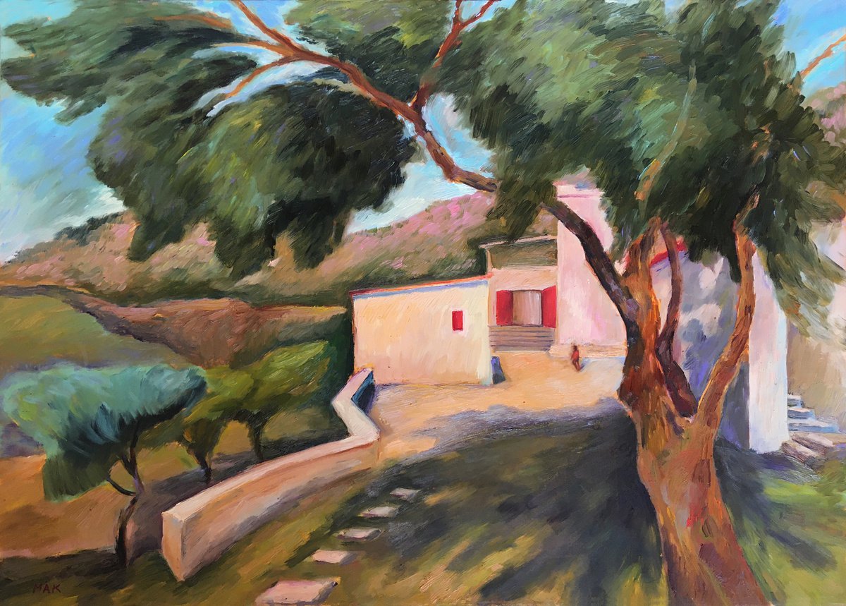 THE RED POINT. ITALY - green Italian landscape with the villa in the mountains gift idea... by Irene Makarova