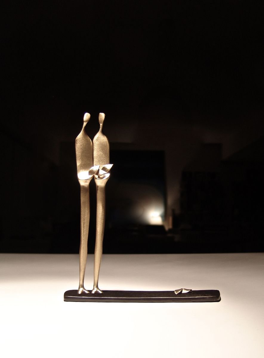 Abstract Portrait Bronze Sculpture By Anna Andreadi, 6 X 7, Silence And Understanding, Original Artwork