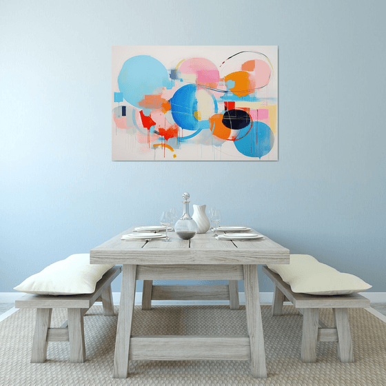 Emotional Abstract Painting with water blue shape 0612232