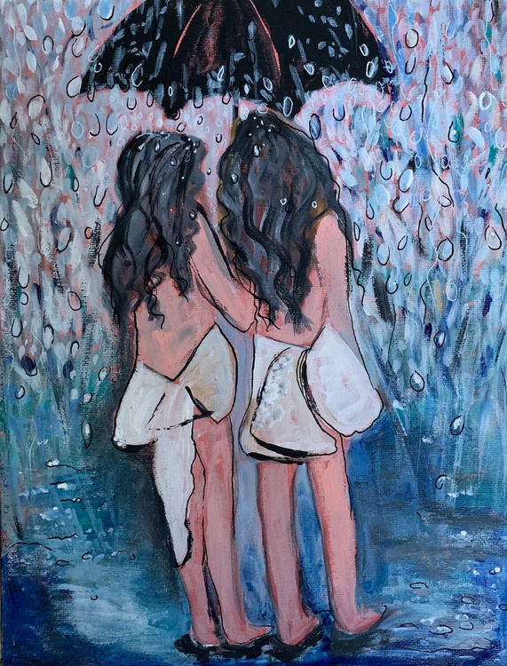 Acrylic Painting Of Two Sisters People Portrait Artfinder