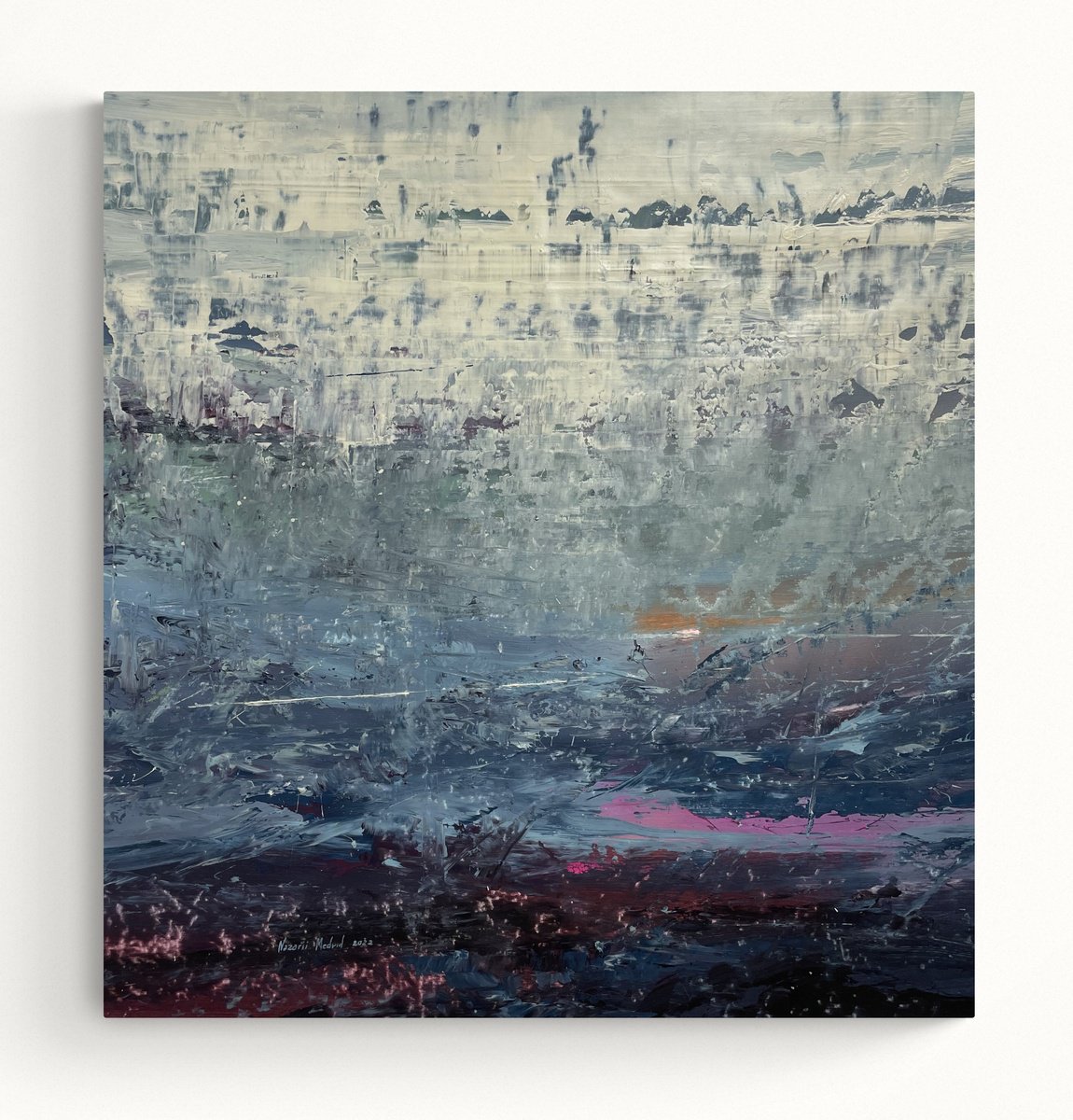 Abstract Acrylic Painting By Nazarii Medvid, 37 X 39", Depth Of Nature 210, Original Artwork