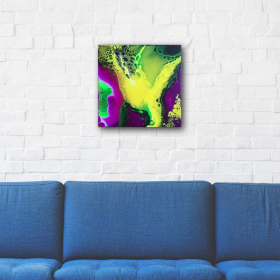 "Purple Pleasure" - FREE USA SHIPPING - Original Abstract PMS Fluid Acrylic Painting, 12 x 12 inches