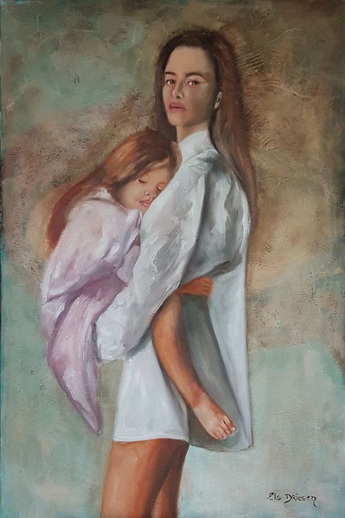 Mother holding her child by Els Driesen