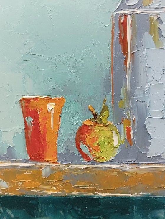 Modern still life oil painting.