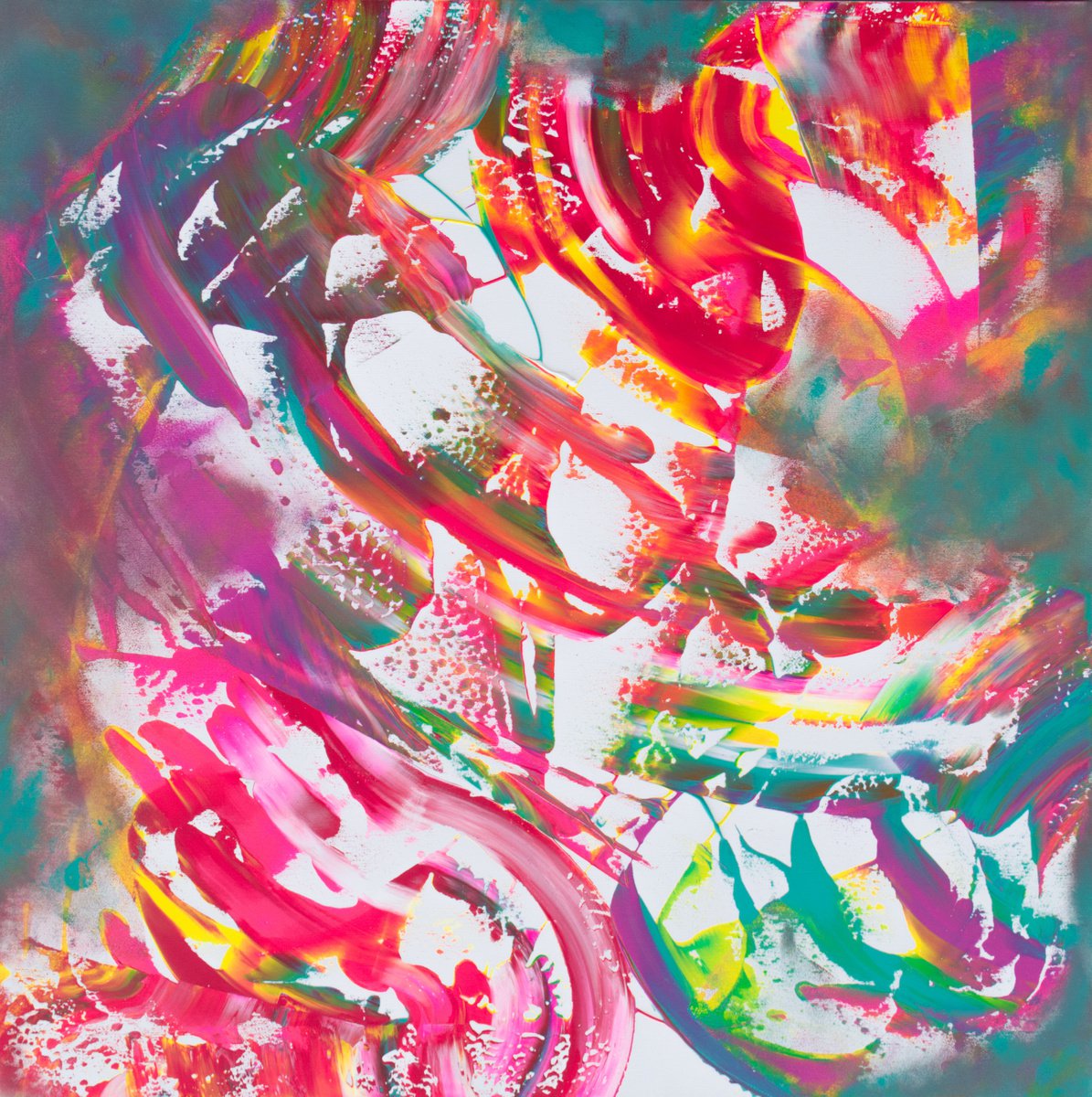 Expressive Abstract Acrylic Painting By Davide De Palma, 31 X 31, Reflexion, Original Artwork