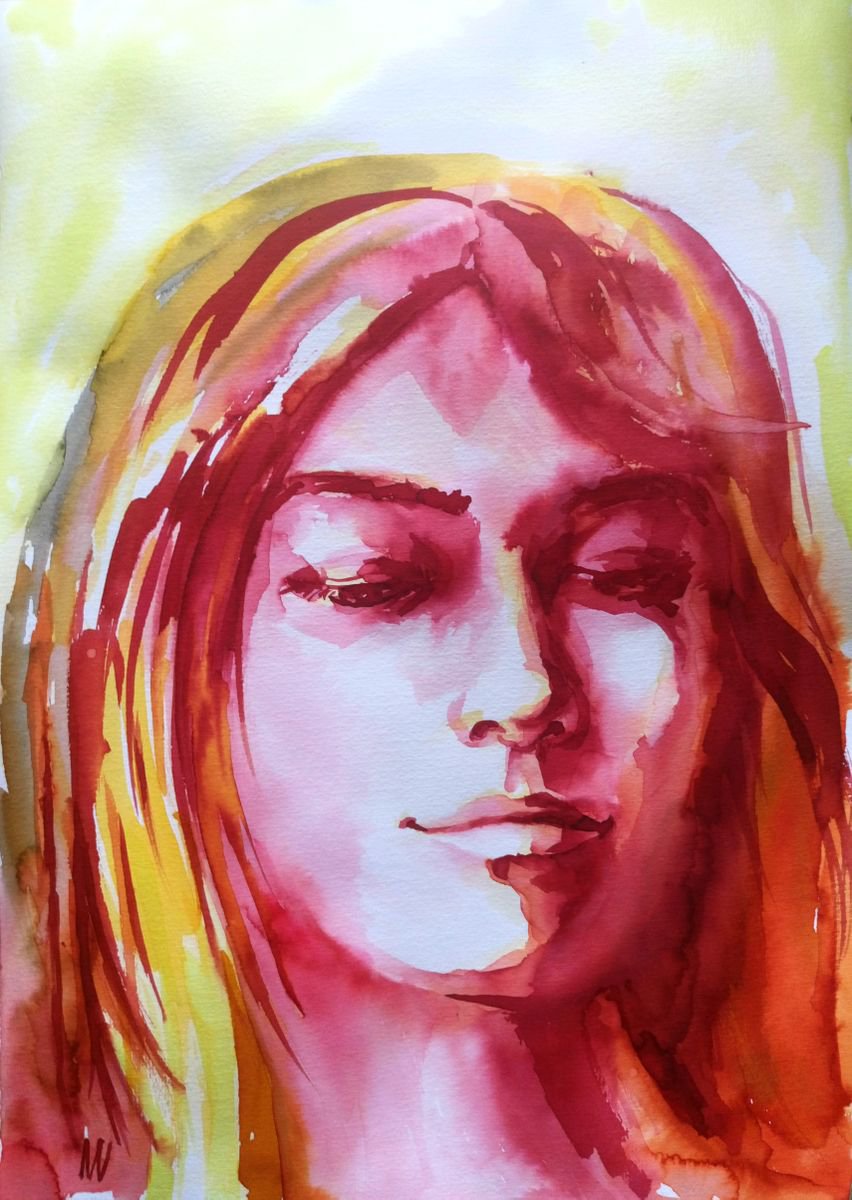 PORTRAIT - Where?- ORIGINAL WATERCOLOR PAINTING. by Mag Verkhovets