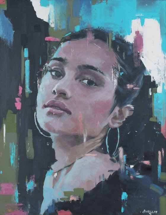 Sophia - Contemporary Female Portrait - Framed Oil Painting On Board