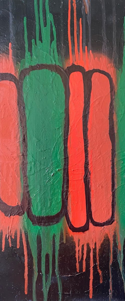 green and red on black by Illia Prunenko