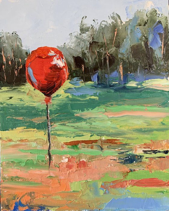 Landscape with an air balloon.