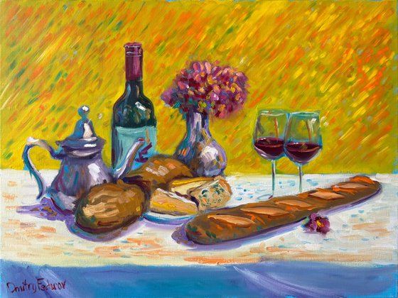 French Feast: Wine, Cheese, and Flowers