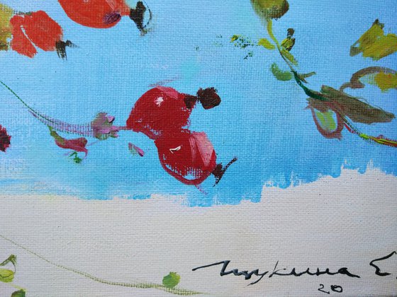 Branches of quince and rose hips