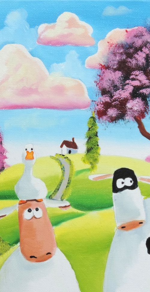 Cow sheep cat and duck by Gordon Bruce