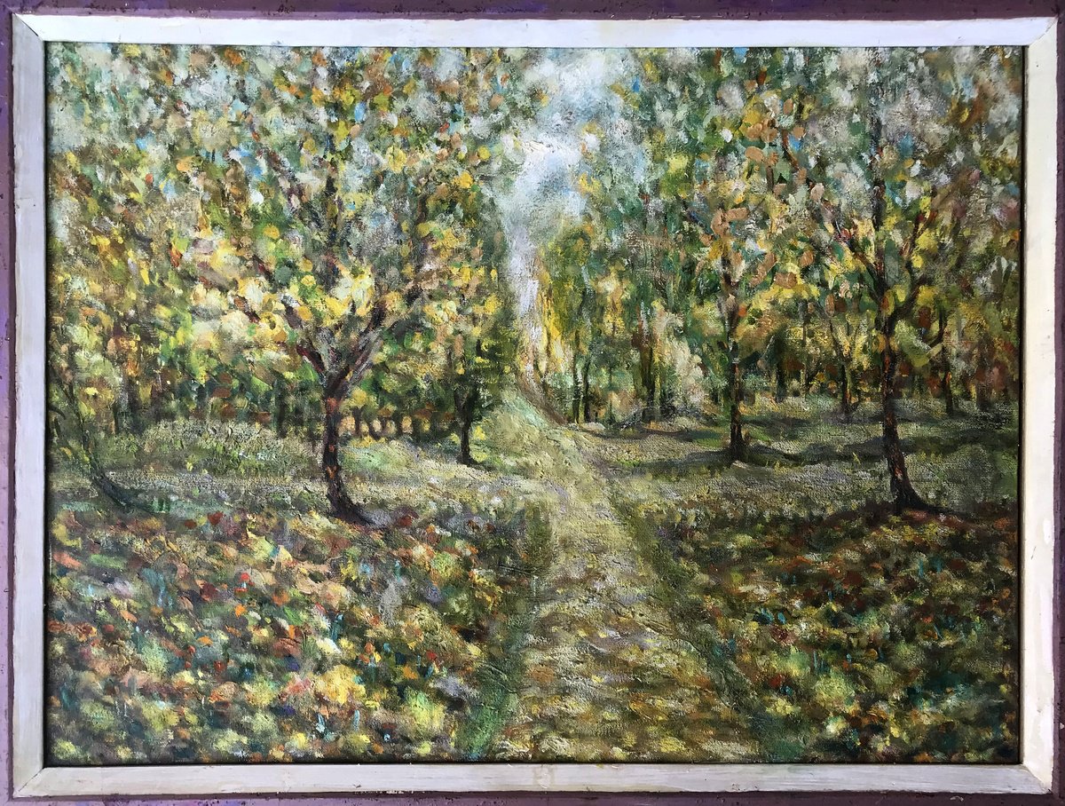 Impressionistic Landscape Oil Painting By Ivan Shapoval, 31 X 24, Sunny Summer, Original Artwork