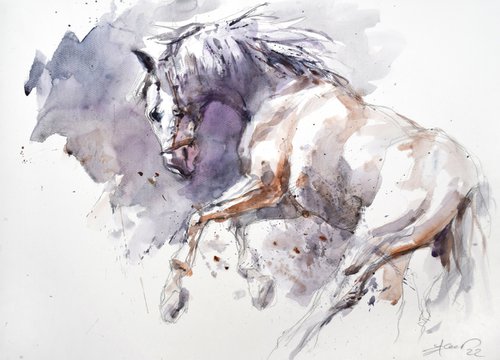 Horse in jump 9 by Goran Žigolić Watercolors