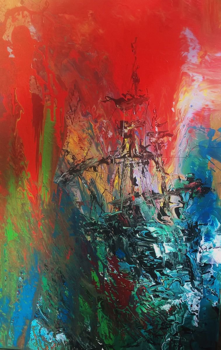 Expressive Oil Painting , Storm By Sebastian Beianu, 24 X 39, Artwork For Sale On Artfinder