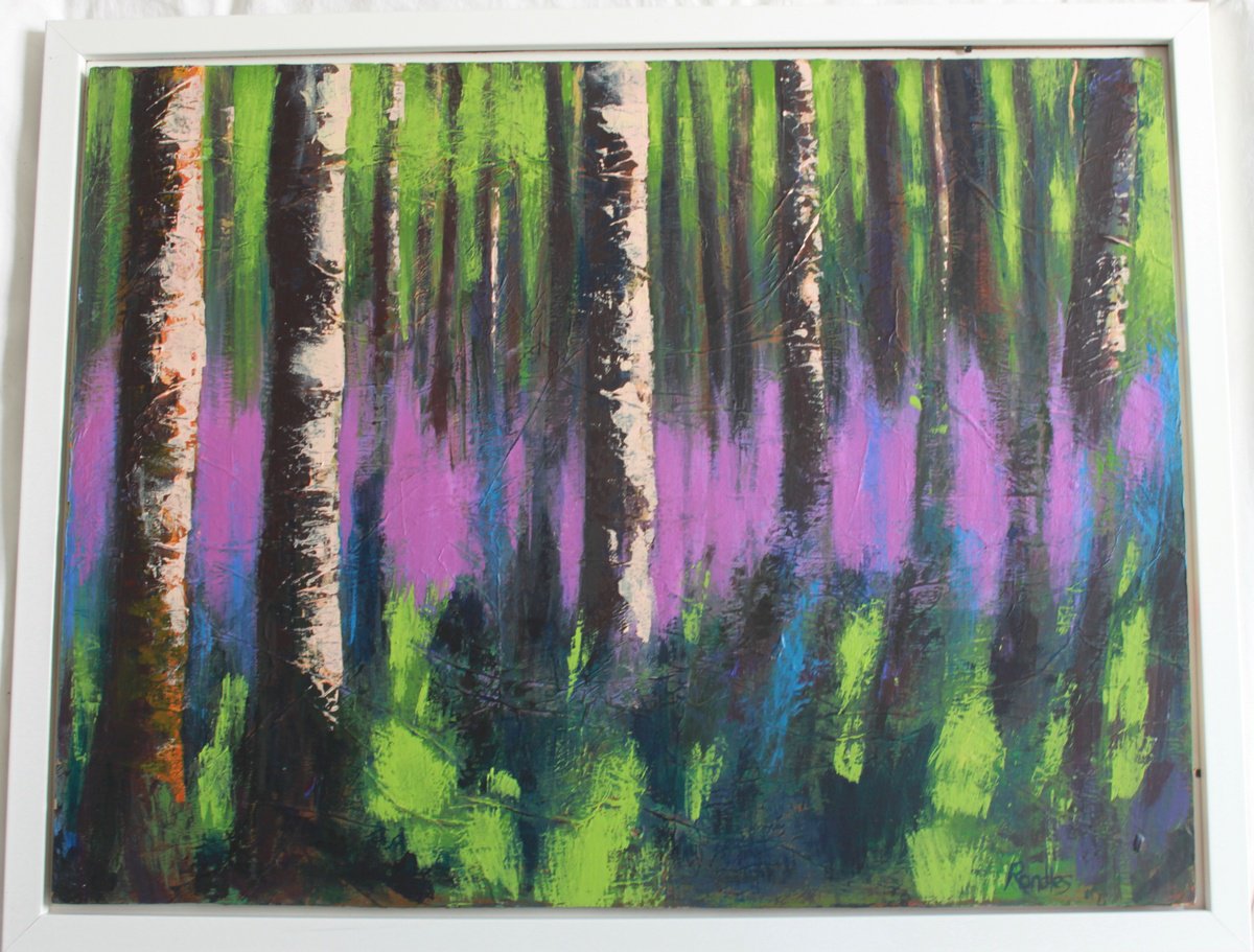 Impressionistic Landscape Acrylic Painting By Phil Randles, 26 X 21", Colourful Copse, Original Artwork