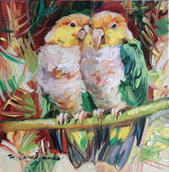 Two parrots painting