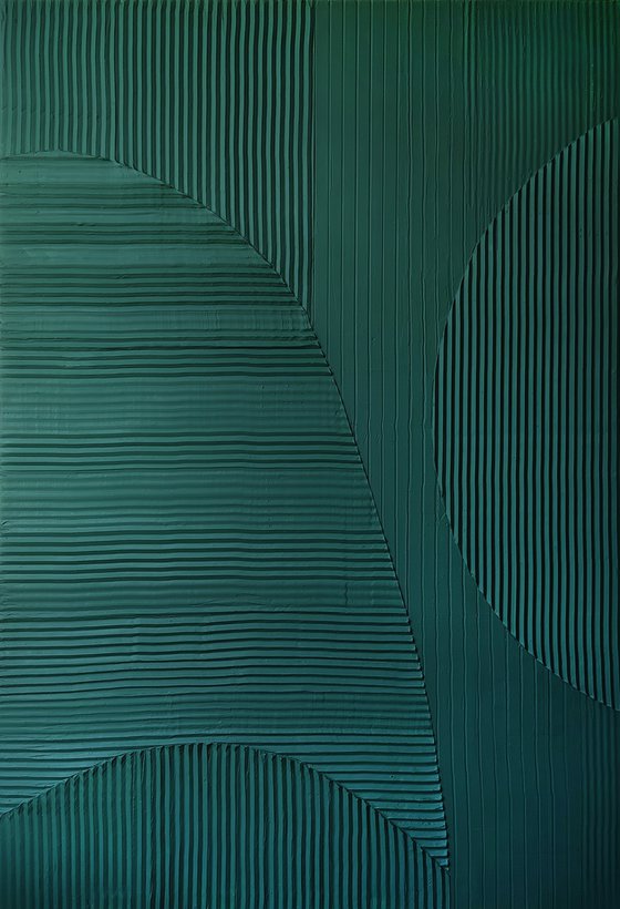 "Field 5" Abstract emerald high textured art