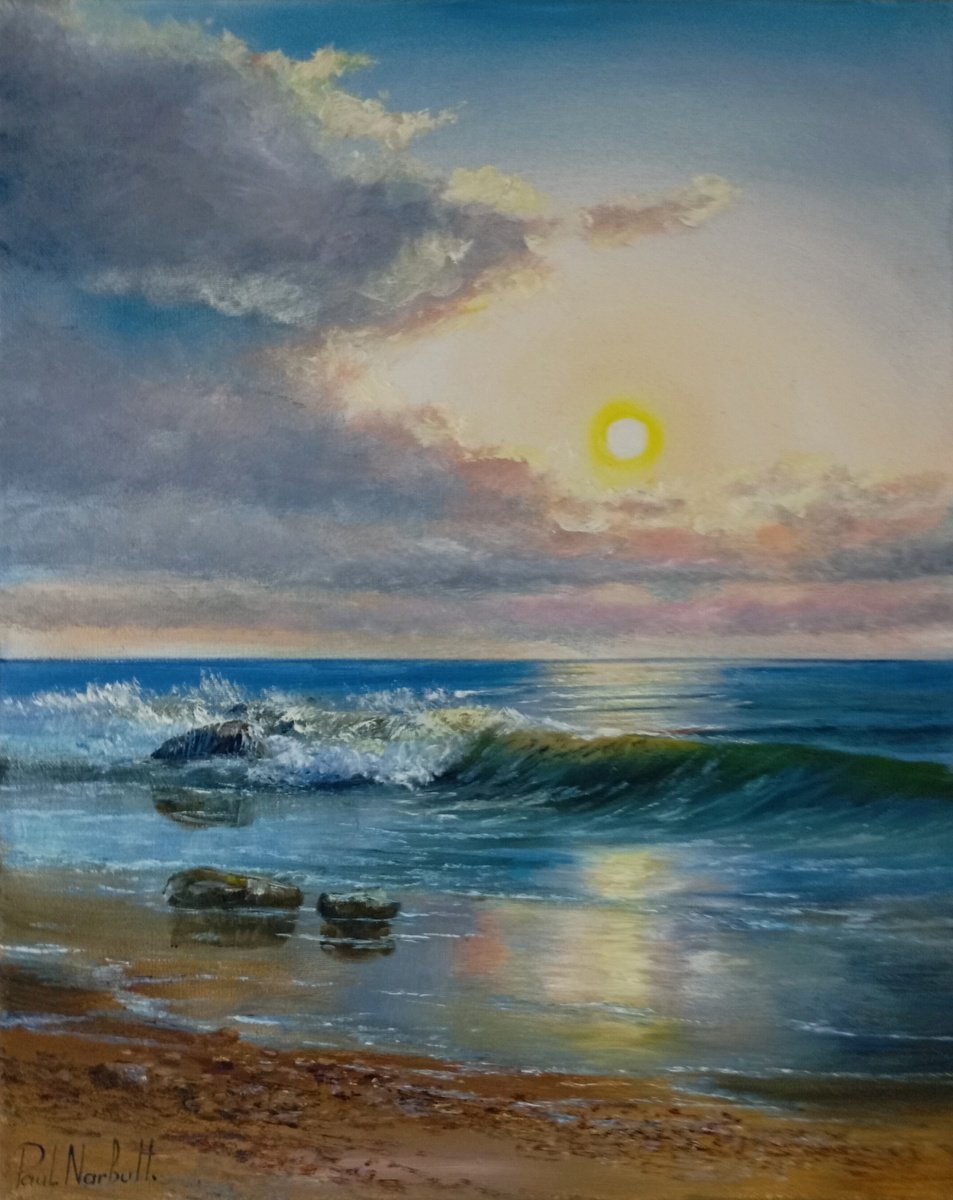 Photorealistic Landscape Oil Painting By Paul Narbutt, 16 X 20", The Evening Breeze, Original Artwork