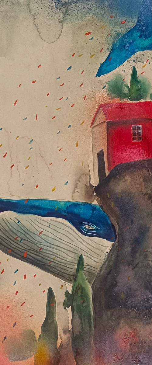 Whale & Red House by Evgenia Smirnova