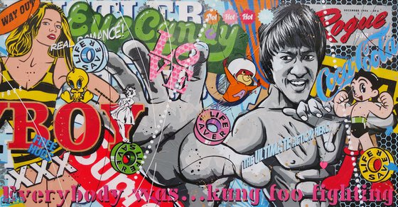 I Know Kung Foo 190cm x 100cm Bruce Lee Urban Pop Art