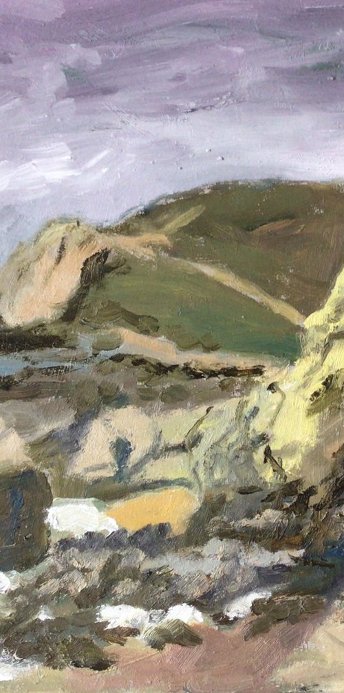 Rocky cove in Cornwall by Julian Lovegrove Art