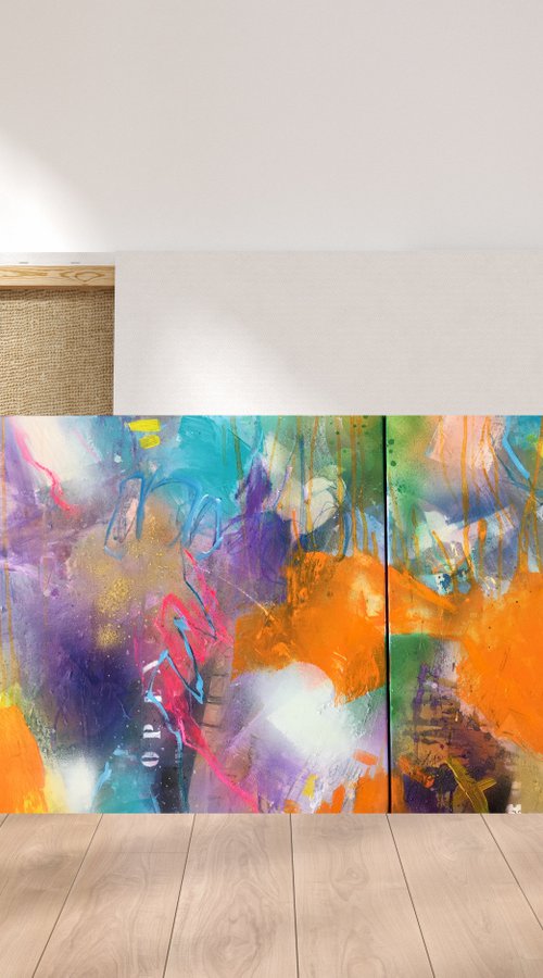 open mind I (diptych) 39.4"x19.7" by Bea Schubert