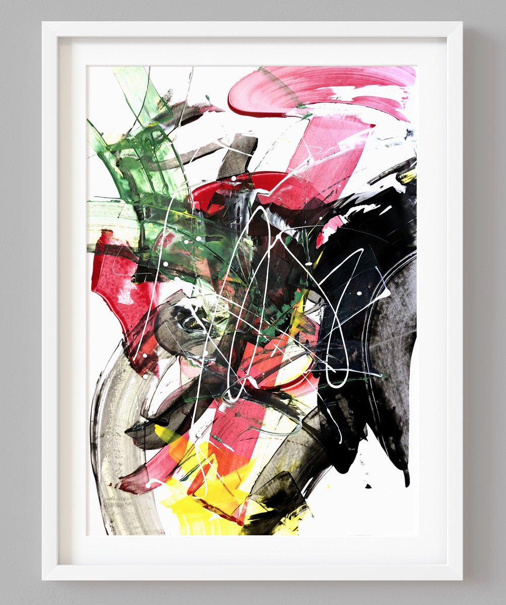 Abstract Acrylic Painting By Evgenia Makarova, 17 X 23, Abstract Composition N 887, Original Artwork