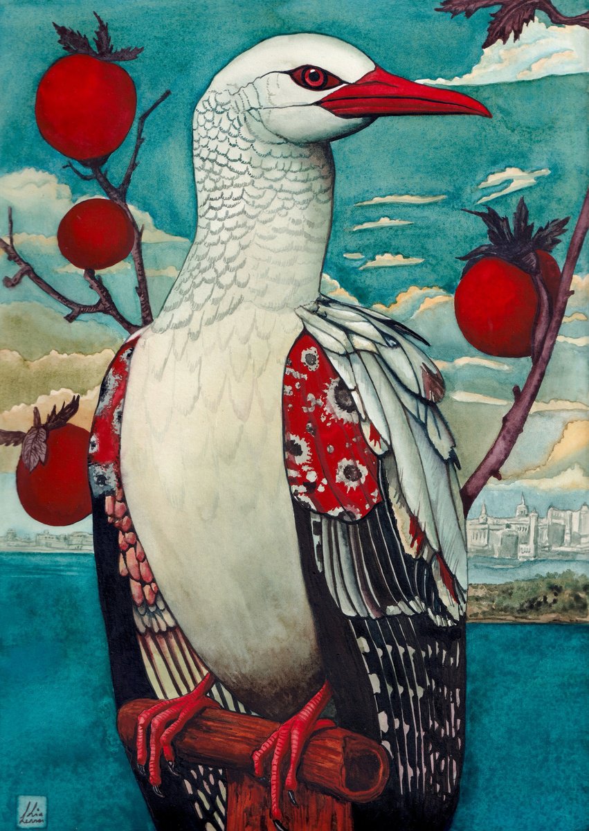 Surrealistic Animal Watercolour By Lisa Lennon, 9 X 13", Well Dressed Bird 1, Original Artwork