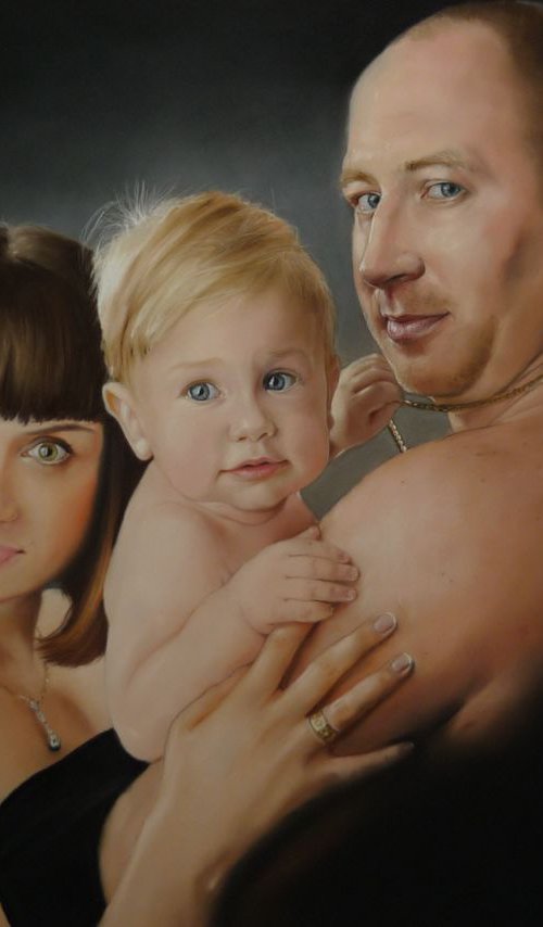 A family. Portrait of a pastel on order. Custom pastel portrait. by Elena Bondarenko