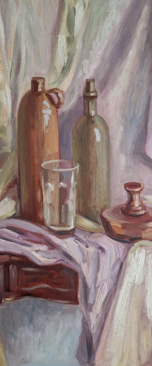 Still-life with bottles by Olena Kolotova