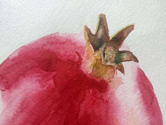 RED POMEGRANATE. - ORIGINAL WATERCOLOUR PAINTING.