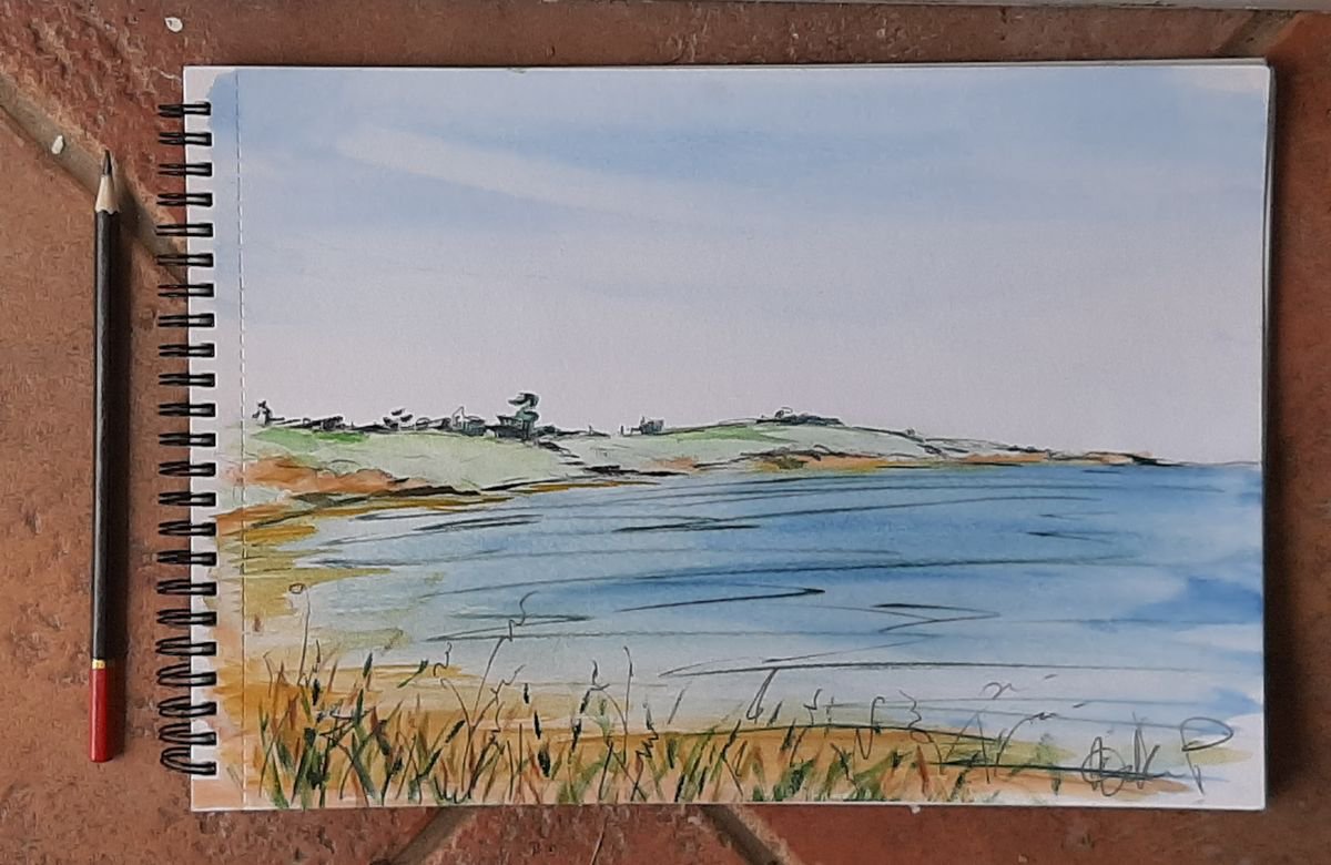 Summer bay - a watercolour & pencil painting by Niki Purcell - Irish Landscape Painting
