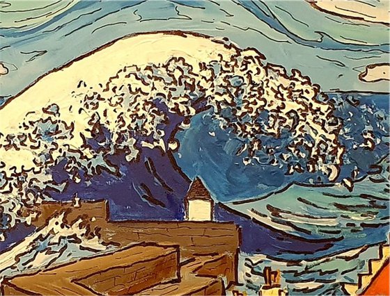 storm babet, pittenweem [in style of hokusai]