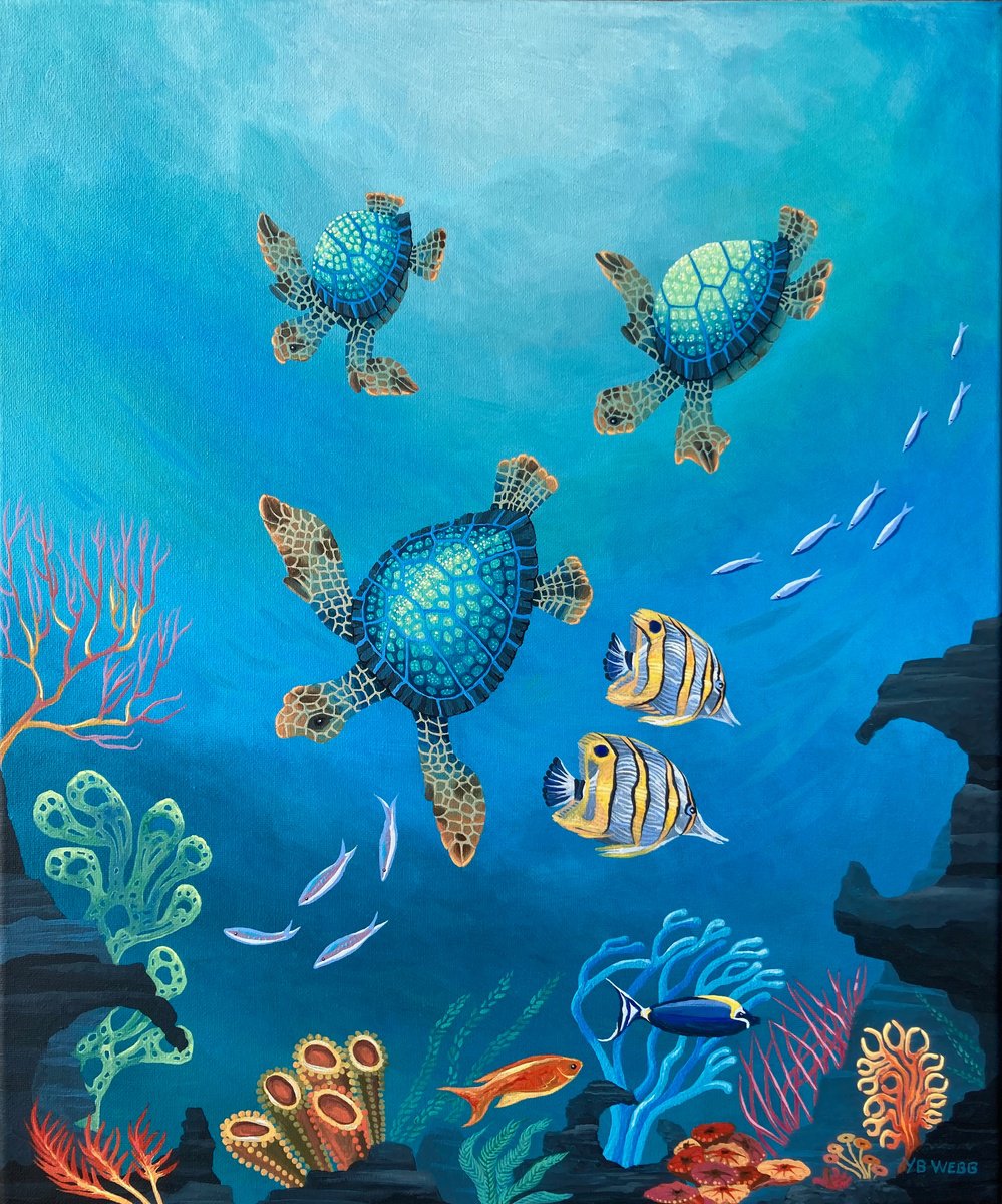 Ocean Turtles by Yvonne B Webb