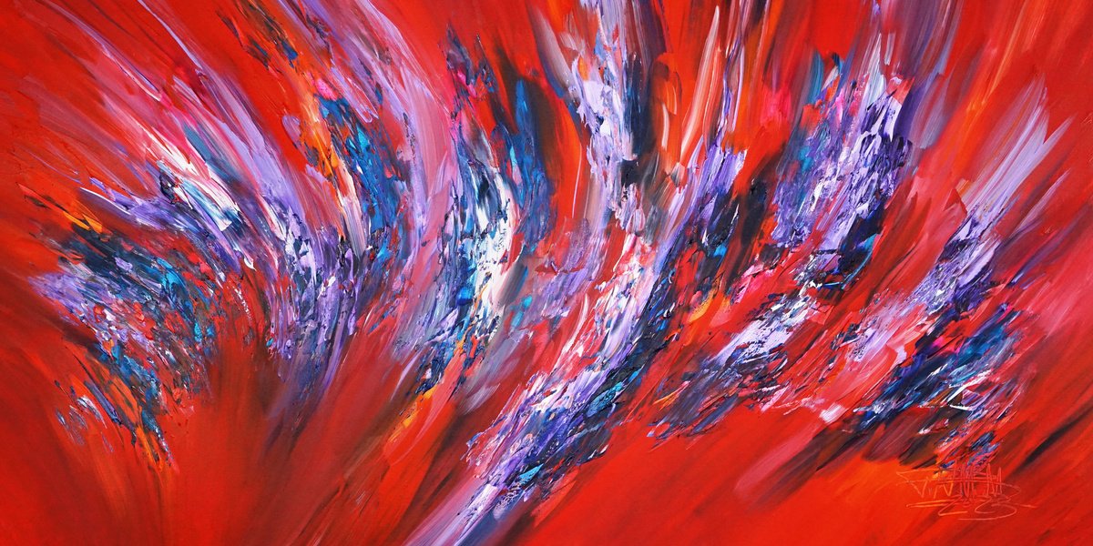 Lavender Red Waves E 1 By Peter Nottrott, 79 X 39, Artwork For Sale On Artfinder
