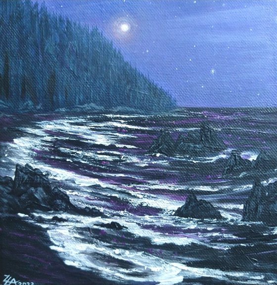 Purple haze. Original acrylic painting by Zoe Adams.