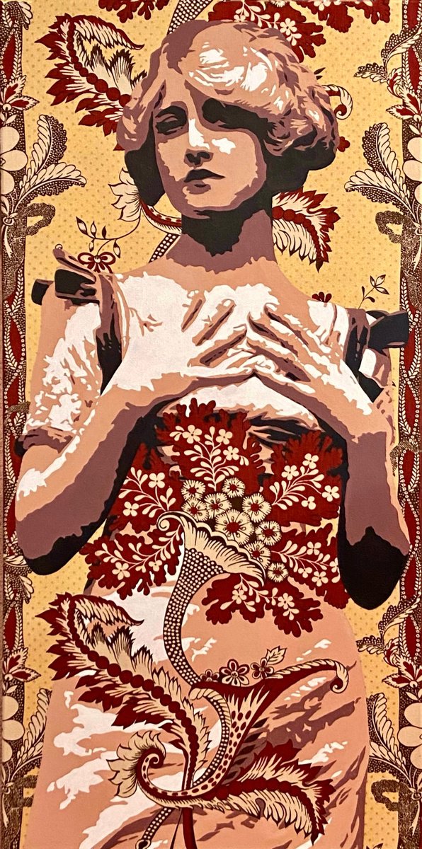 Urban And Pop Portrait Acrylic Painting By Mike Ferrari, 20 X 40", Stella, Original Artwork