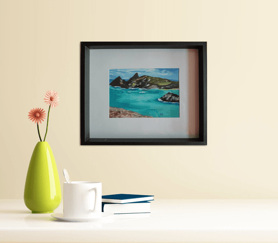 Cornwall, British sescape, original framed oil landscape painting, gift idea