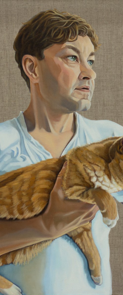 A man with a cat by Elena Zima