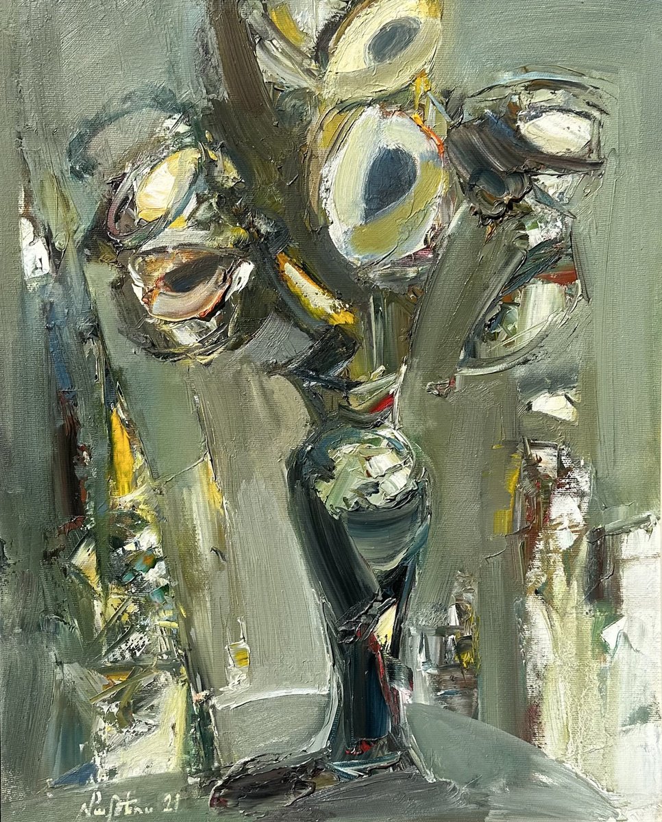 Abstract flowers in vase by Matevos Sargsyan